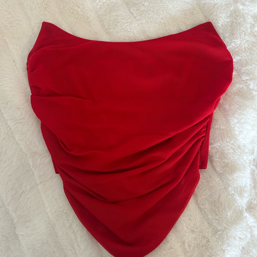 American Threads Red Crop Top